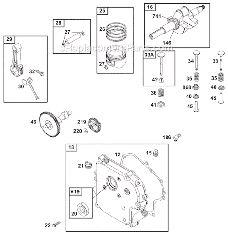 Page B Diagram and Parts List for 19B400  Briggs and Stratton Engine